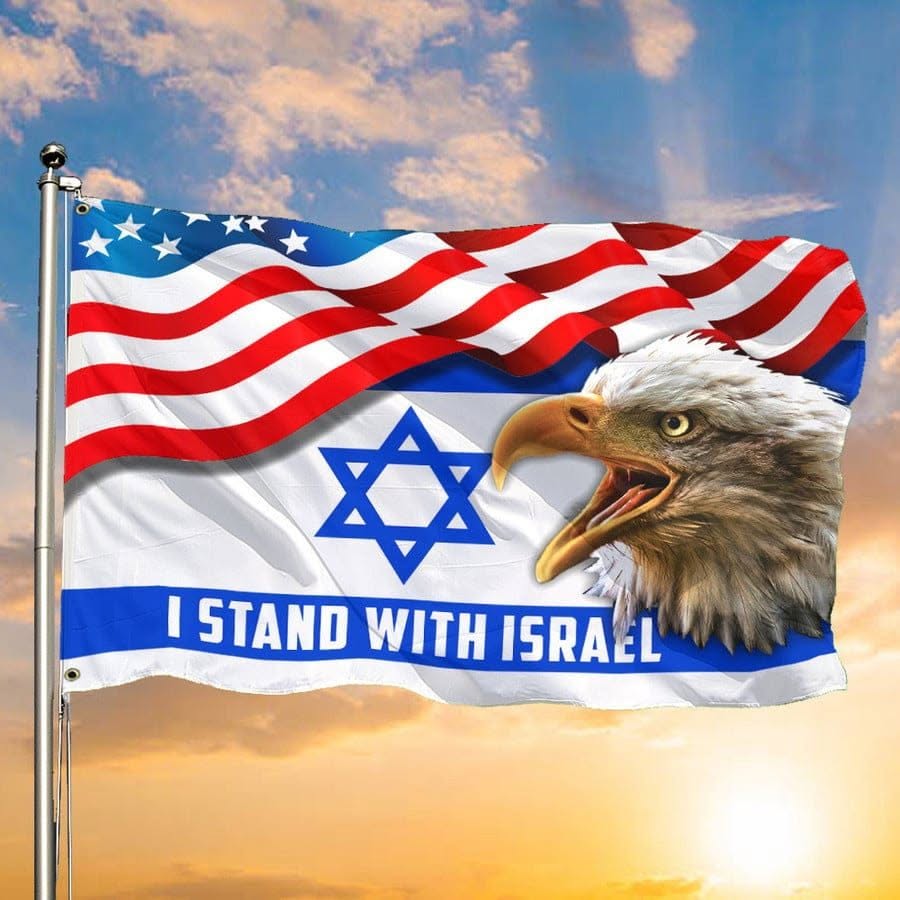 USA and Israel flag with bald eagle — I Stand With Israel